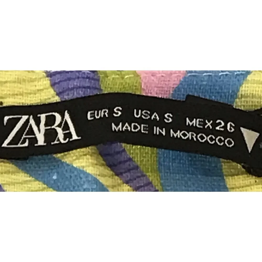 Zara Womens XS Psychedelic Swirl Flare Pants Flare Reto Hippie Boho Retro
